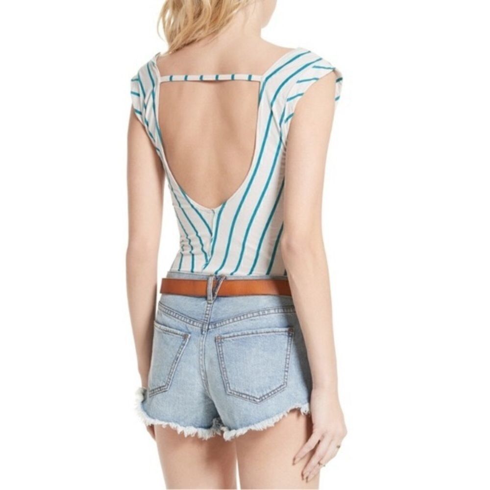 New FREE PEOPLE Backless Stripe Tank Top Pink M